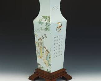 Chinese Famille Rose Porcelain Vase with Stand