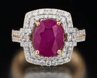 GIA Certified Rare Burmese Ruby and Diamond Ring