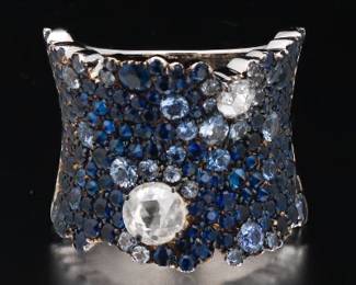 14K Sapphire and Diamond Band