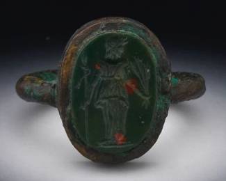 Bronze Ring with Bloodstone Intaglio