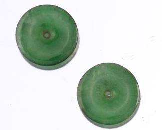 Two Unmounted 5.65 Ct Total Weight Double Cabochon Round Cut Natural Green Jadeite Jade BiDiscs