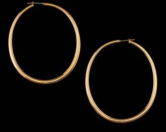 Ladies Pair of Italian Gold Oversized Hoops