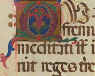 Italian Medieval Illuminated Manuscript Leaf on Vellum