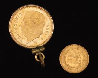 Two Mexican 21.6K Gold Coins