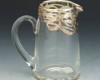 Glass Pitcher with Silver Overlay
