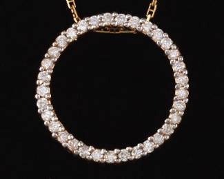 Ladies Gold and Diamond Slider on Italian Gold Chain