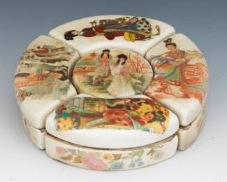 Japanese Satsuma Porcelain Sectional Box
