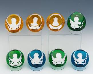 Eight Baccarat Franklin Mint Paperweights
