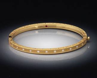 Roberto Coin 18K Italian Gold, Diamond and Ruby Princess Satin Bangle