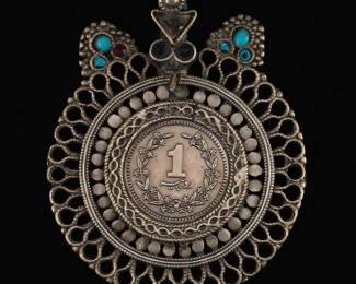 Silver Pendant with Pakistan One Rupee Coin