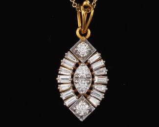 Ladies Gold and Diamond Pendant on Italian Chain