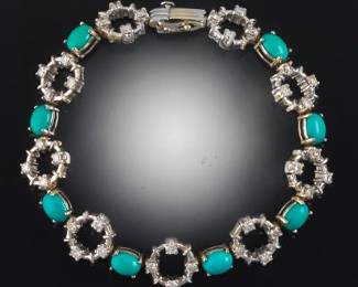 14K Persian Turquoise and diamond Bracelet