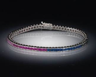 14K White Gold and Sapphire Bracelet