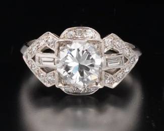 Ladies Mid Century Platinum and Diamond Ring