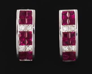 14K Ruby and Diamond Earrings