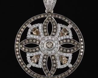 14K Celtic Style Chocolate and White Diamond Pendant