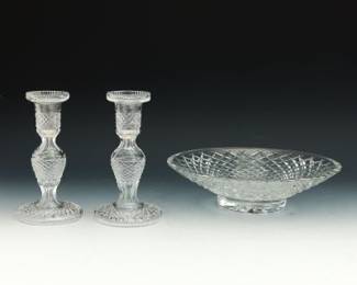 Waterford Crystal Vase and Pair of Candleholders