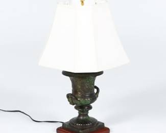 Patinated Metal UrnForm Table Lamp