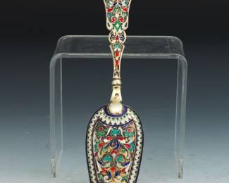Russian Silver and Enamel Spoon