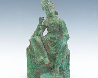 Indian Bronze Figure of a Seated Bodhisattva