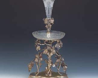 Victorian Silver Plate and Cut Glass Epergne