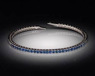 VALENTE Italian Gold and Blue Sapphire Flex Bangle