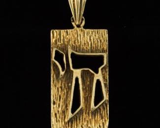 Vintage Gold Chai Life Charm Pendant