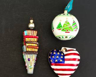 Three Christopher Radko Tree Ornaments