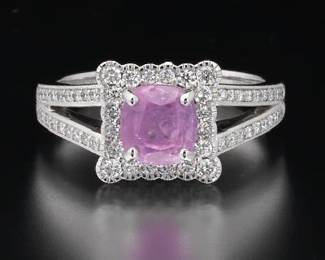 A GIA .900 Platinum Sapphire and Diamond Ring