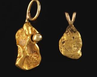 Two High Carat Gold Nuggets Pendants