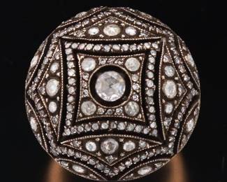 Ladies Impressive Gold, Silver and Diamond Dome Ring
