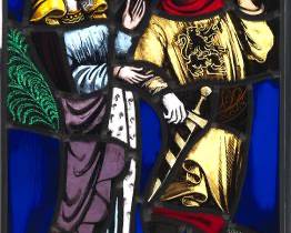Painted and Leaded Stained Glass Panel