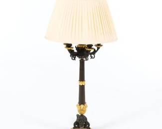 French Empire Neoclassical Style Gilt and Patinated Bronze Lamp Base