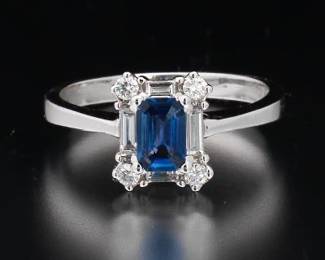 14K Sapphire and Diamonds Ring