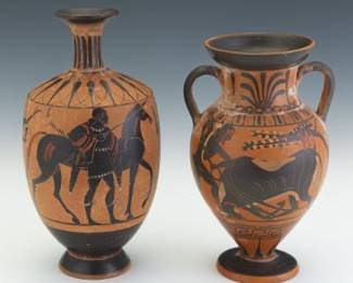 Two Greek Style Black Figure Vases, after Antiquity