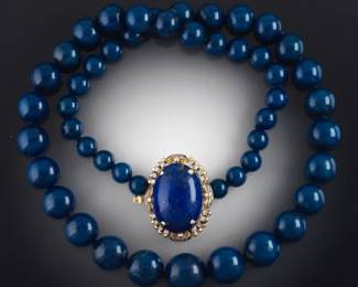 Ladies Vintage Gold, Lapis Lazuli and Diamond Necklace