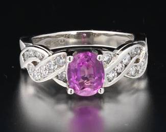 Ladies Platinum, Pink Sapphire and Diamond Ring