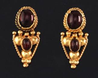 14K Victorian Style Garnet Earrings
