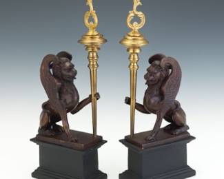 Pair of Figural GriffinForm Candlesticks