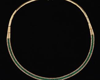 Ladies God, Emerald and Diamond Necklace