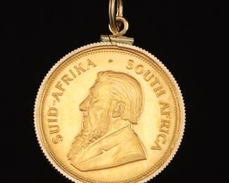 1981 South African 22K Gold Krugerrand in 14K Gold Bezel