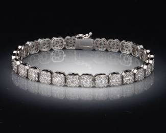 14K White Gold and Diamond Bracelet