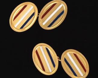 18K Birmingham enameled Cuff links