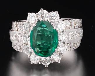 14K Emerald and Diamond Ring