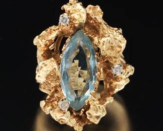 14K Topaz and Diamond Ring