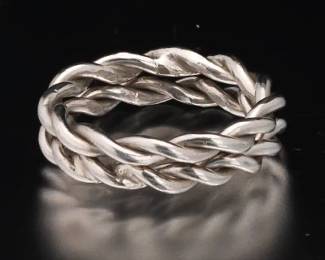 Pair of Platinum Twisted Wire Bands