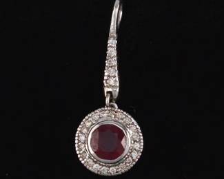 14K White Gold Ruby and Diamond Pendent