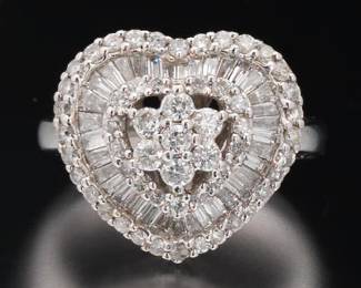 Lemieux Gold and Diamond Floral Heart Design Ring