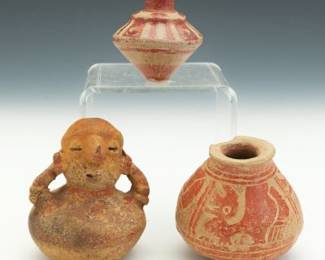 Group of Three PreColumbian Style Pottery Vessels
