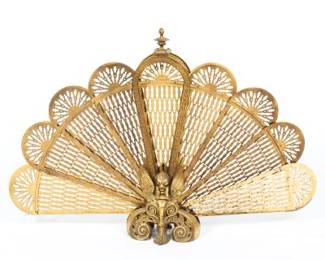 Brass PeacockForm Fireplace Screen